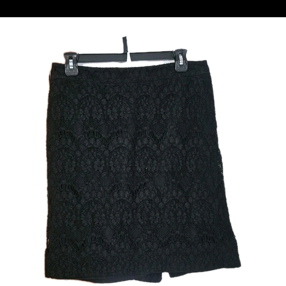J. Crew Black Lace Pencil Skirt